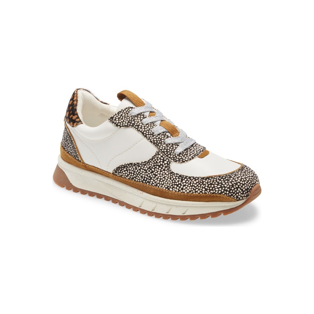 Madewell MWL Court Sneakers Animal Print Calf Hair White Leather Womens 5.5